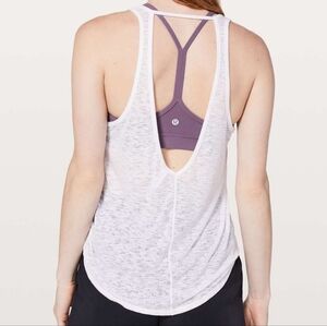 Lululemon Breeze Through Tank Scoop Neck Open Back Burnout Lightweight White 4